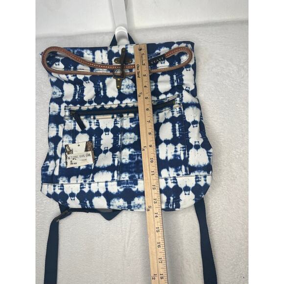 NWT STATE Blue Tie Dye Leather Rolltop Toggle Backpack Anthropologie Boho Hippie - Picture 4 of 8